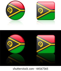 vanuatu Flag Buttons on White and Black Background Original Vector Illustration AI8 Compatible