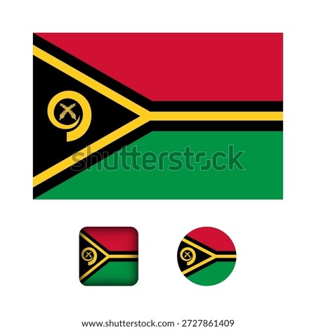 Vanuatu Flag Flat Icons Collection