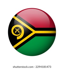 Vanuatu flag - glossy circle badge. Vector icon.