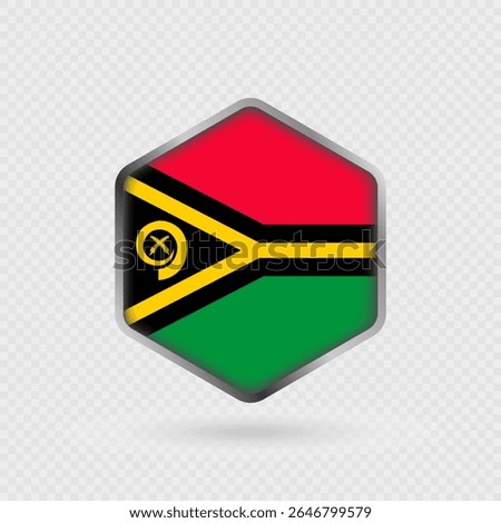 Vanuatu Flag Icon in Hexagon Shape.