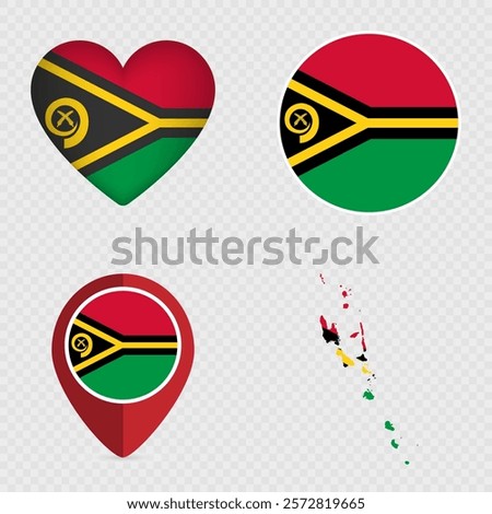 Vanuatu Flag Icons Pack. Vector illustration.