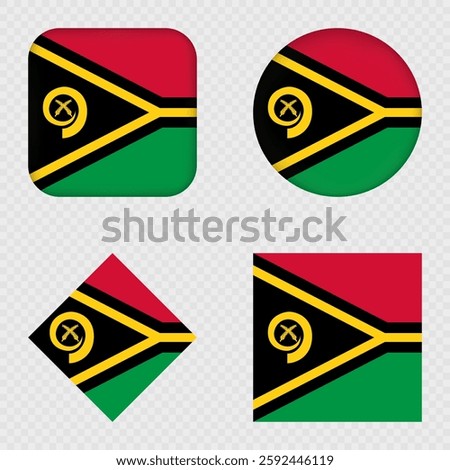 Vanuatu Flag Icons Pack. Vector illustration.