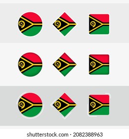 Vanuatu flag icons set, vector flag of Vanuatu. Three versions of icon.
