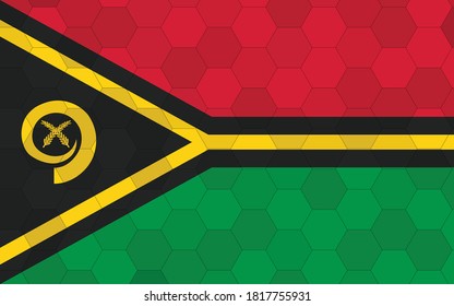 Vanuatu flag illustration. Futuristic ni-Vanuatu flag graphic with abstract hexagon background vector. Vanuatu national flag symbolizes independence.