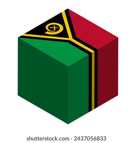 Vanuatu flag - isometric 3D cube isolated on white background. Vector object.