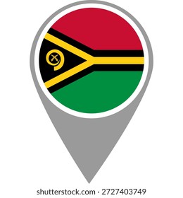 Vanuatu flag location pin, Vanuatu flag on location pin, Vanuatu map pointer in high quality