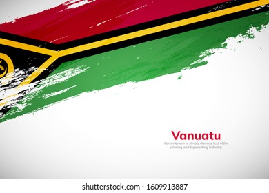 Vanuatu flag made in brush stroke background. National day of Vanuatu. Creative Vanuatu national country flag icon. Abstract painted grunge style brush flag background.