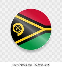 Vanuatu Flagge auf Knopf glänzendes Glas