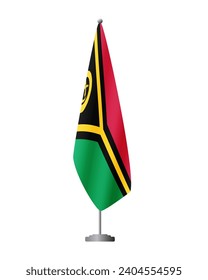 Bandera de Vanuatu en el puesto de bandera para las reuniones oficiales, fondo transparente, vector
