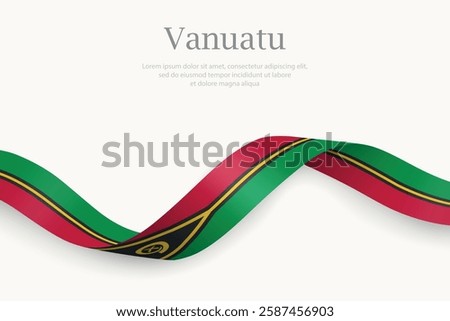 Vanuatu flag on Waving ribbon. Template for independence day
