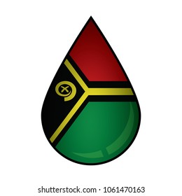 The Vanuatu flag painted on 3D water drop