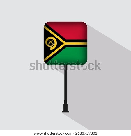 Vanuatu Flag Pole Vector Illustration