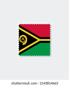 Vanuatu Flag Postage Stamp on white background. Vector illustration.	