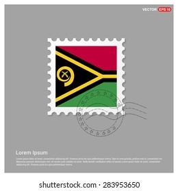 Vanuatu Flag Postage Stamp on white background. Vector illustration.