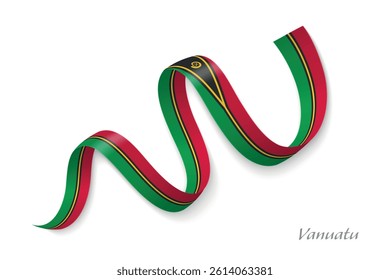 Vanuatu flag ribbon waving national colors, symbolizing pride, unity and national identity