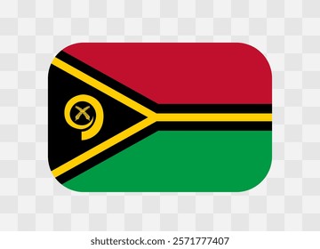 Vanuatu flag - rounded rectangle colorful flag representing a country cultural identity and heritage. The essence of national pride and unity. Vector flag on transparent background.