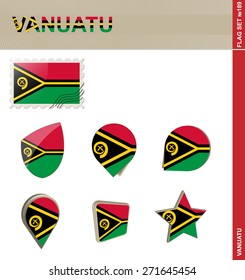 Vanuatu Flag Set, Flag Set #189. Vector.
