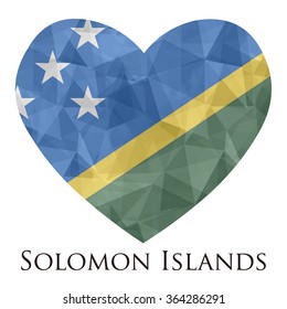 Vanuatu flag shape heart in geometric rumpled triangular low poly origami style graphic illustration,mosaic polygonal style.Symbol of love to country.Retro or vintage style background.