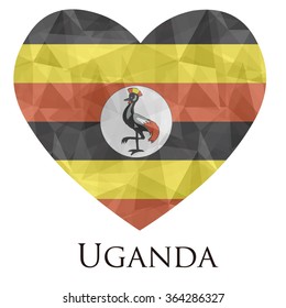 Vanuatu flag shape heart in geometric rumpled triangular low poly origami style graphic illustration,mosaic polygonal style.Symbol of love to country.Retro or vintage style background.