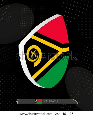 Vanuatu Flag Shield icon in 3D on Dark Modern Abstract Rugby Background. Perfect for sports events, heritage themes, national celebrations, and patriotic designs.