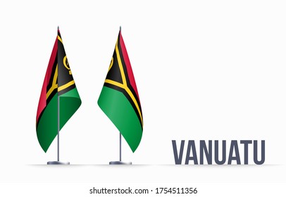 Vanuatu flag state symbol isolated on background national banner. Greeting card National Independence Day of the Republic of Vanuatu. Illustration banner with realistic state flag.