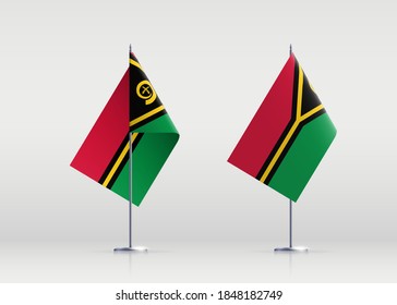 Vanuatu Flaggenstaatsymbol einzeln auf nationalem Hintergrund. Grußkarte Nationaler Unabhängigkeitstag der Republik Vanuatu. Illustrationsbanner mit realistischer Staatsflagge.