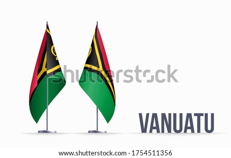 Vanuatu flag state symbol isolated on background national banner. Greeting card National Independence Day of the Republic of Vanuatu. Illustration banner with realistic state flag.