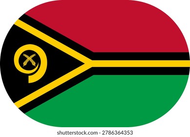 Vanuatu flag symbolizing national pride, identity, heritage, patriotism and authority. Vector flag in flat oval design