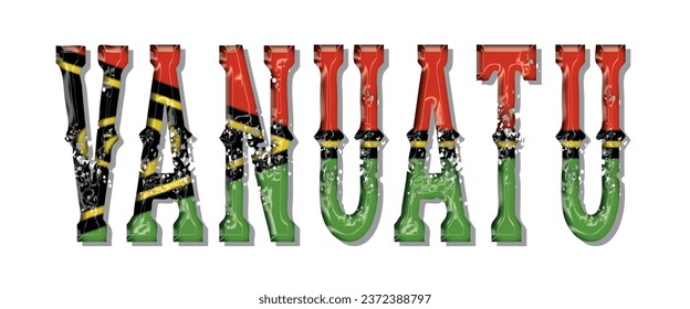 VANUATU flag text font, 3D VANUATU Font With Flag, 3D VANUATU vector illustration