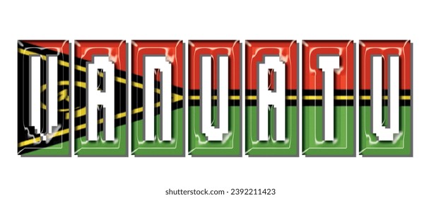 VANUATU flag text font, 3D VANUATU flag colorful background, VANUATU flag vector illustration