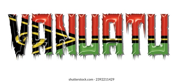 VANUATU flag text font, 3D VANUATU flag colorful background, VANUATU flag vector illustration