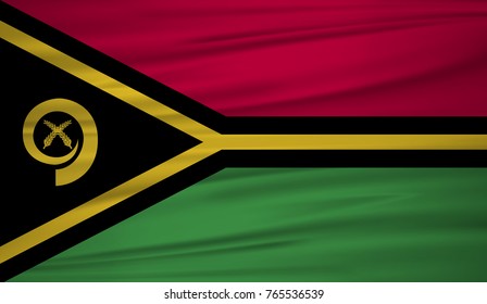 Vanuatu flag vector. Vector flag of Vanuatu blowig in the wind. EPS 10.