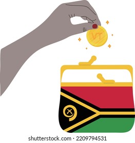 Mano vectorial de la bandera de Vanuatu, Vanuatu Vatu vectorial con mano