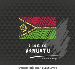 Vanuatu flag, vector sketch hand drawn illustration on dark grunge background