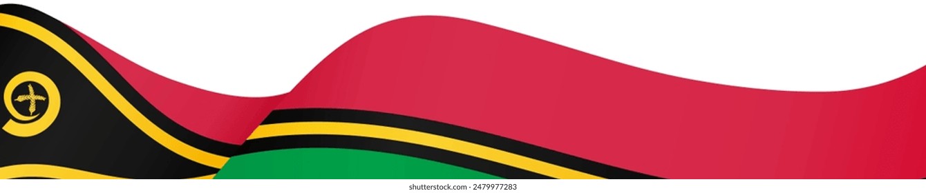 Vanuatu flag wave isolated on png or transparent background vector illustration. 