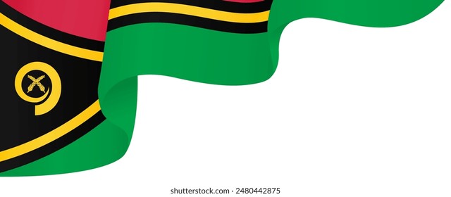 Vanuatu flag wave isolated on png or transparent background vector illustration. 