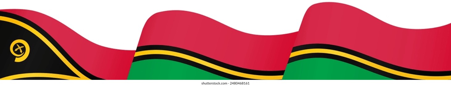 Vanuatu flag wave isolated on png or transparent background vector illustration. 