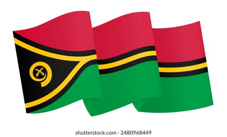 Vanuatu flag wave isolated on png or transparent background vector illustration. 