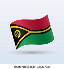 Vanuatu flag waving form on gray background. Vector illustration.