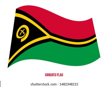 Vanuatu Flag Waving Vector Illustration on White Background. Vanuatu National Flag.