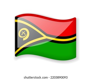 Vanuatu flag - Wavy flag bright glossy icon isolated on white background