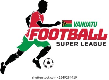 Vanuatu football league, Soccer ball, Football logo, Footballer Kick the Ball isolated on white background, Vector Illustration