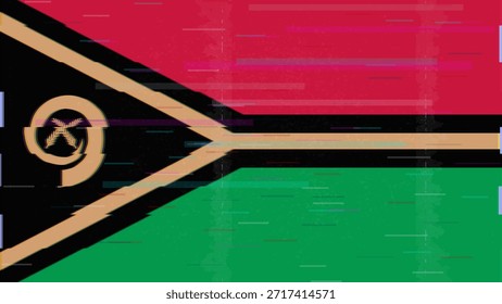 Vector Video de bandera de falla de Vanuatu, distorsión dividida RGB, ilustración de marco abstracto digital