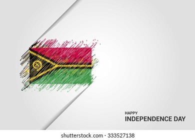 Vanuatu Happy independence day scribble flag. Hand drawn Country flag on Gray crumbled paper. vintage background wallpaper vector illustration.