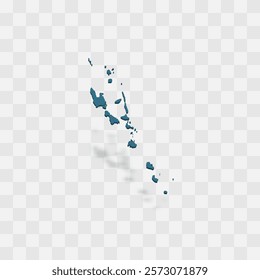 Vanuatu high detailed vector representation of country silhouette. 3D map on transparent background with dropped shadow. For educational, decorative, or informational use.