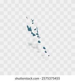 Vanuatu high detailed vector representation of country silhouette. 3D map on transparent background with dropped shadow. For educational, decorative, or informational use.