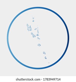 Icono de Vanuatu. Mapa de red del país. Firma redonda de Vanuatu con anillo de gradiente. Tecnología, internet, red, concepto de telecomunicaciones. Ilustración vectorial.