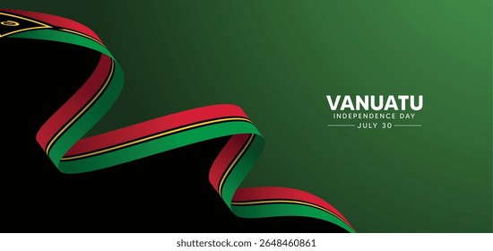 Vanuatu Independence Day 30 July waving flag ribbon vector poster