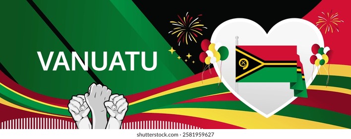 Vanuatu Independence Day design with heart shape. Trendy background for national Independence spirit, perfect for banner, poster, header, and tourism