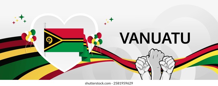 Vanuatu Independence Day design with heart shape. Trendy background for national Independence spirit, perfect for banner, poster, header, and tourism